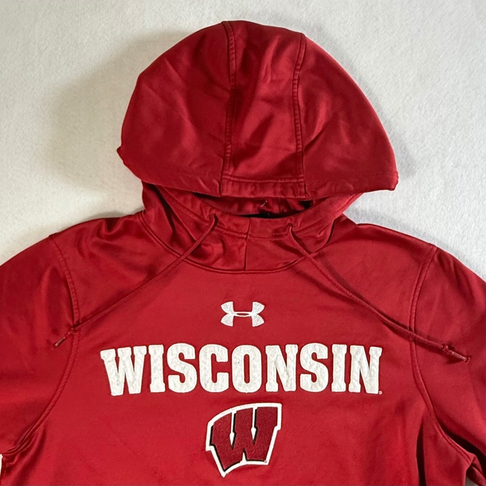 Wisconsin Badgers Under Armour ColdGear Hoodie Mens Medium Red
